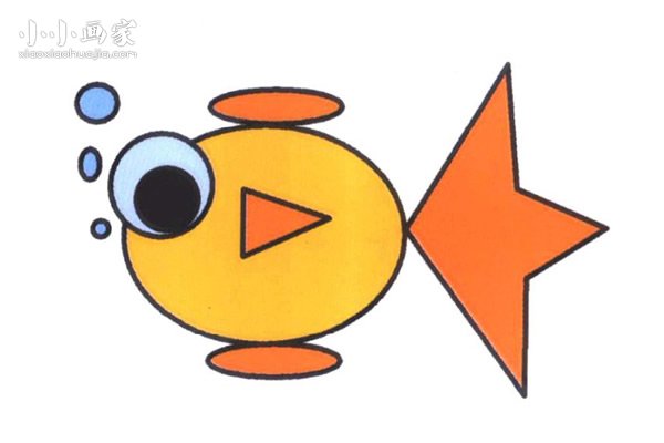 吐泡泡的小金鱼简笔画画法图片步骤- www.chuantongba.top