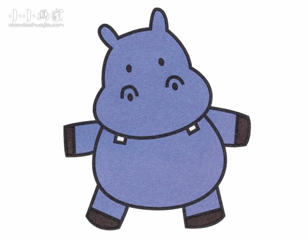 彩色卡通小河马简笔画画法图片步骤- www.chuantongba.top