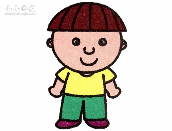 西瓜头小弟弟简笔画画法图片步骤- www.chuantongba.top