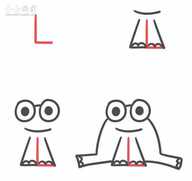 字母L简笔画青蛙的画法图片步骤- www.chuantongba.top