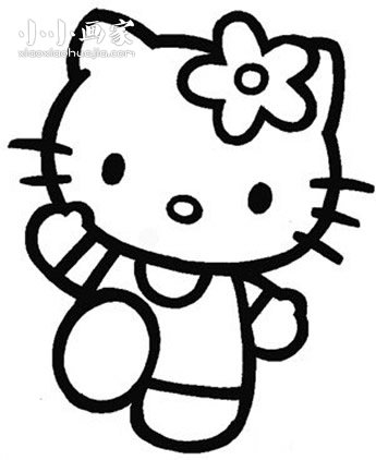 漂亮凯蒂猫简笔画画法图片步骤- www.chuantongba.top