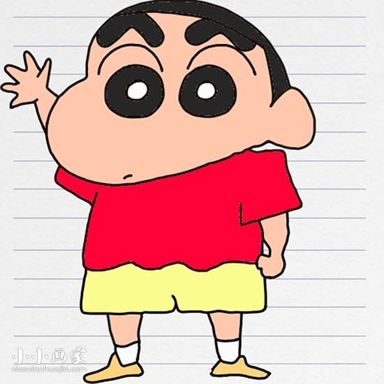 彩色蜡笔小新简笔画画法图片步骤- www.chuantongba.top