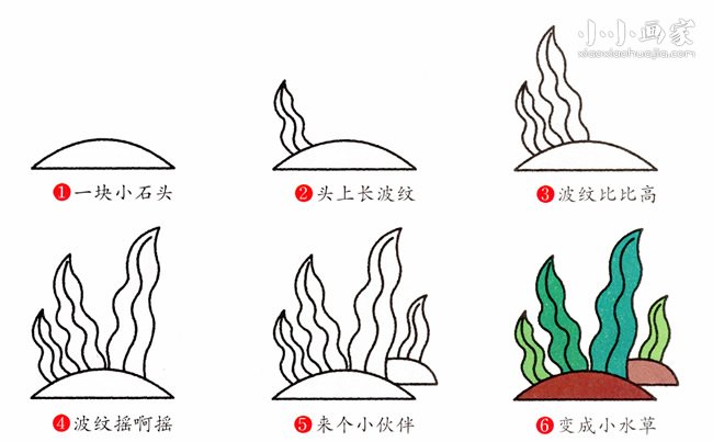 彩色水草简笔画画法图片步骤- www.chuantongba.top
