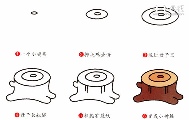 树桩简笔画画法图片步骤- www.chuantongba.top