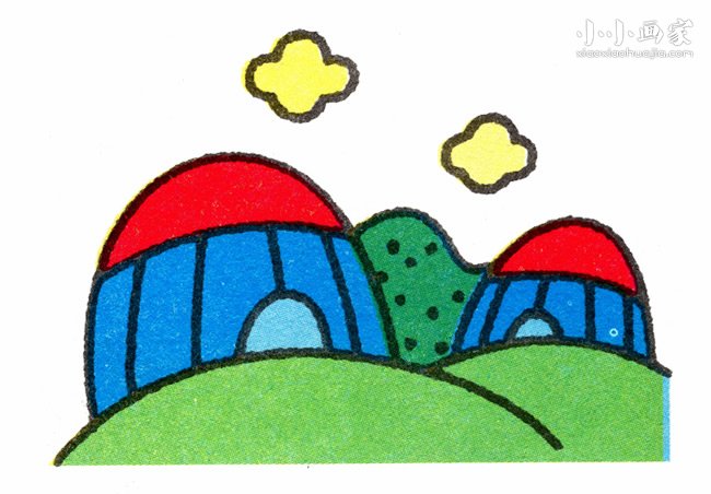 草原上的蒙古包简笔画画法图片步骤- www.chuantongba.top