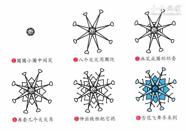 卡通雪花简笔画画法图片步骤- www.chuantongba.top