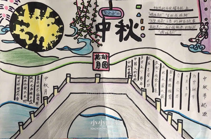 小学五年级“喜迎中秋，欢度国庆”手抄报图片- www.chuantongba.top