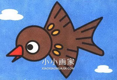 飞行的小麻雀简笔画画法图片步骤- www.chuantongba.top