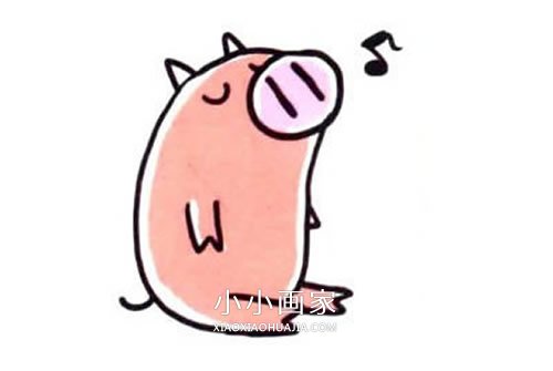 唱歌的卡通小猪简笔画画法图片步骤- www.chuantongba.top