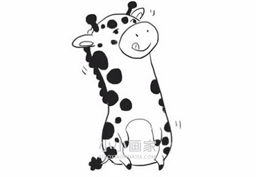 搞笑胖长颈鹿简笔画画法图片步骤- www.chuantongba.top