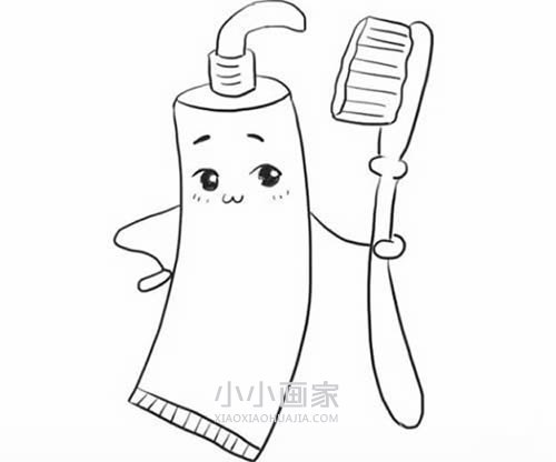 卡通牙膏牙刷简笔画画法图片步骤- www.chuantongba.top
