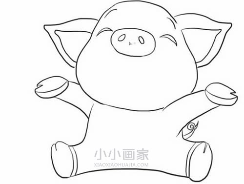 开心的小猪简笔画画法图片步骤- www.chuantongba.top