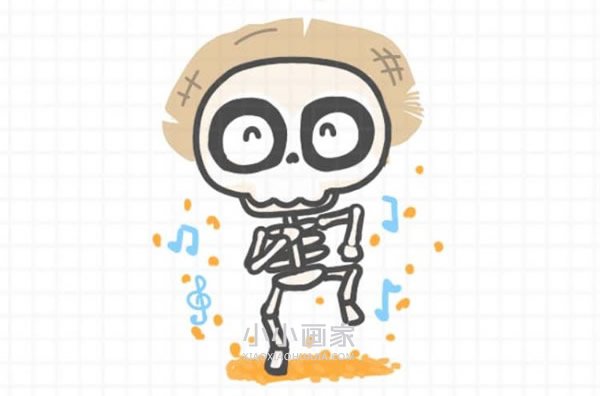 卡通快乐骷髅简笔画画法图片步骤- www.chuantongba.top