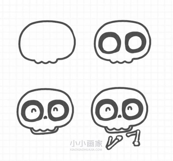 卡通快乐骷髅简笔画画法图片步骤- www.chuantongba.top