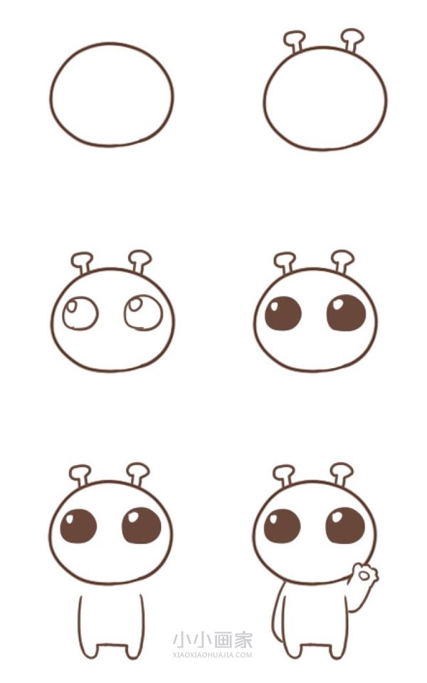 彩色可爱外星人简笔画画法图片步骤- www.chuantongba.top
