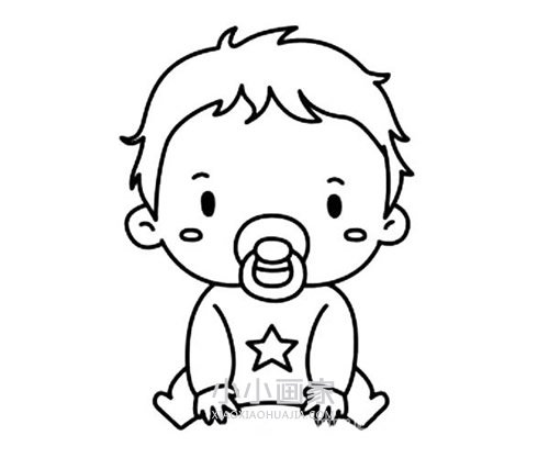 咬奶嘴的男宝宝简笔画画法图片步骤- www.chuantongba.top