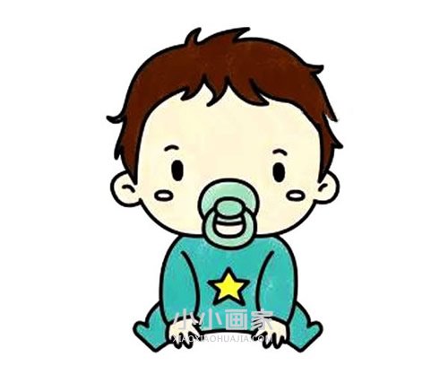 咬奶嘴的男宝宝简笔画画法图片步骤- www.chuantongba.top