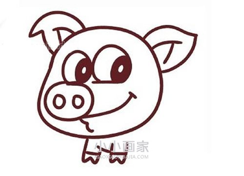 彩色卡通小猪简笔画画法图片步骤- www.chuantongba.top