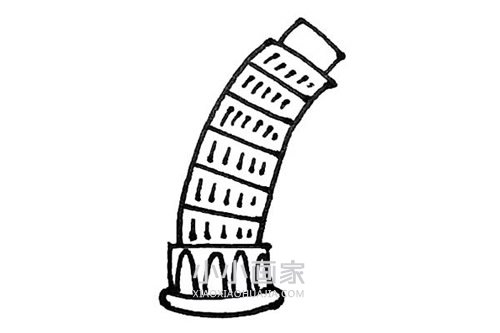 彩色比萨斜塔简笔画画法图片步骤- www.chuantongba.top