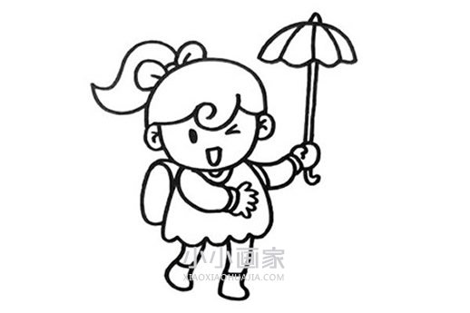 打伞的小女孩简笔画画法图片步骤- www.chuantongba.top