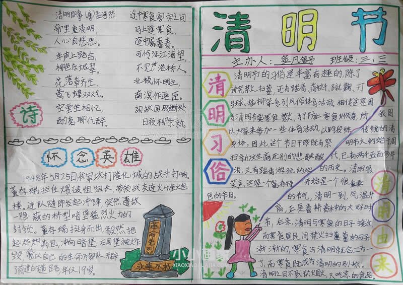 清明手抄报简单一点的内容图片三年级- www.chuantongba.top