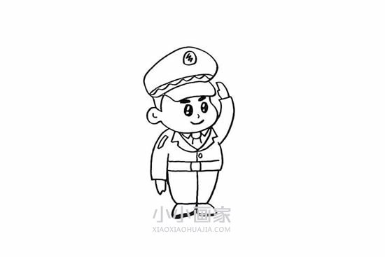 敬礼的警察简笔画画法图片步骤- www.chuantongba.top
