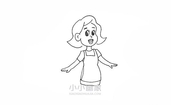 穿围裙的妈妈简笔画画法图片步骤- www.chuantongba.top