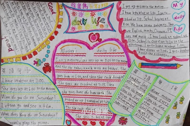 My Daily Life日常生活安排英语手抄报六年级- www.chuantongba.top
