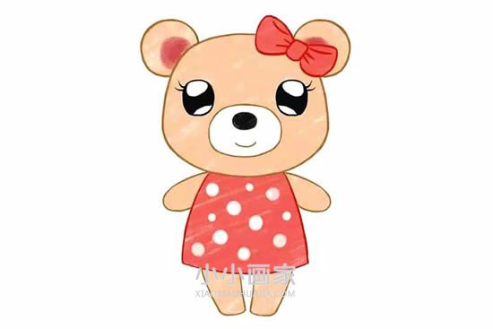 可爱的小熊姑娘简笔画画法图片步骤- www.chuantongba.top