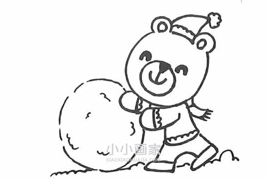 滚雪球的小兔和小熊简笔画画法图片步骤- www.chuantongba.top