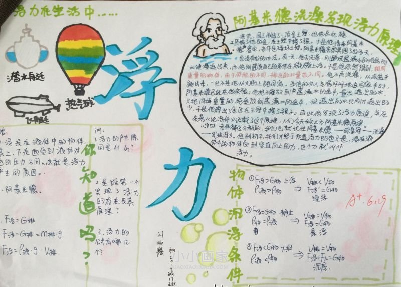 初二物理浮力手抄报内容简单又漂亮- www.chuantongba.top