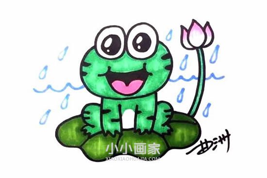 荷叶上的小青蛙简笔画画法图片步骤- www.chuantongba.top