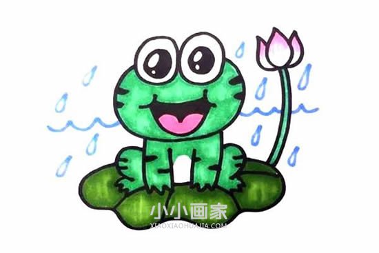 荷叶上的小青蛙简笔画画法图片步骤- www.chuantongba.top