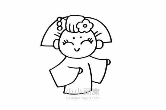穿和服的日本女孩简笔画画法图片步骤- www.chuantongba.top