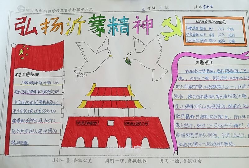 五年级弘扬沂蒙精神手抄报图片内容字少- www.chuantongba.top