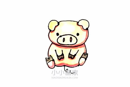 坐姿小猪简笔画画法图片步骤- www.chuantongba.top