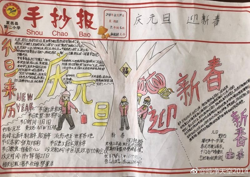 六年级庆元旦迎新春手抄报图片简单- www.chuantongba.top