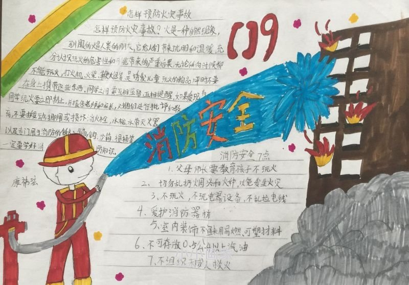 119消防安全手抄报图片内容三年级- www.chuantongba.top